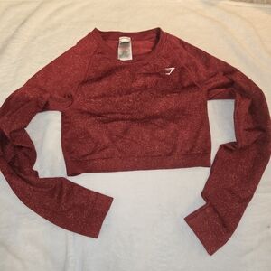 Gymshark Crop Sports Bra Workout Top Medium Clean Girl Athleisure Red Burgundy